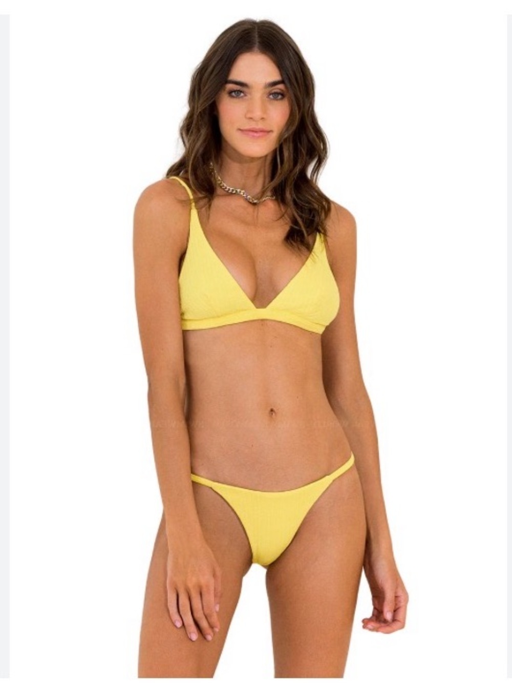 Solid and Striped NWOT Yellow Classic Triangle Bikini Set - Women Swim